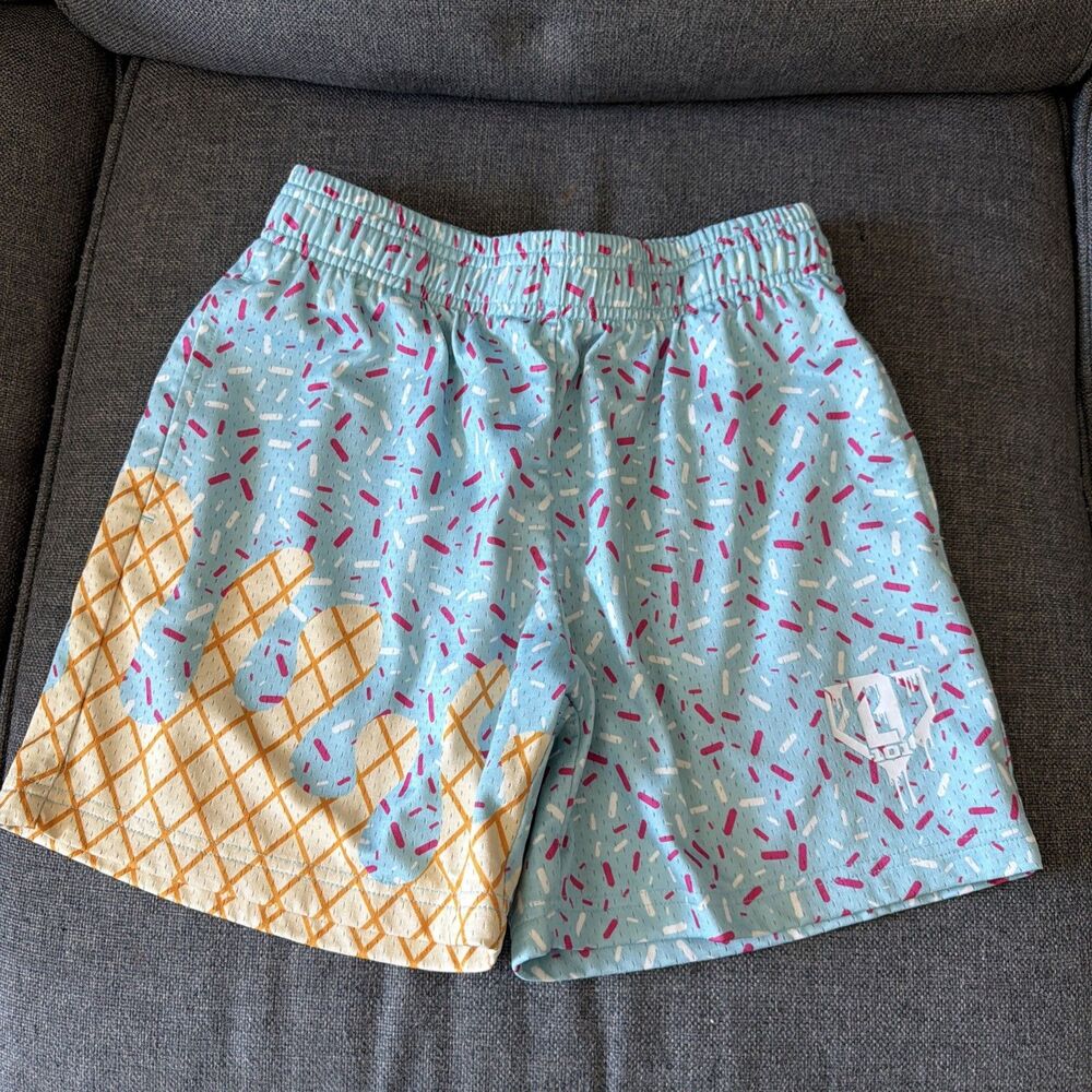 Baseball Lifestyle 101 Ice Cream Mesh Shorts Cotton Candy Blue Youth Size YL